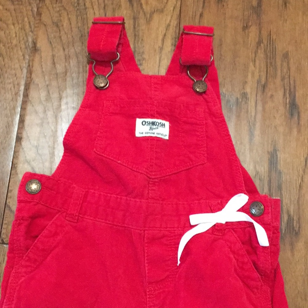 Osh Kosh Red Corduroy Overalls with Bow